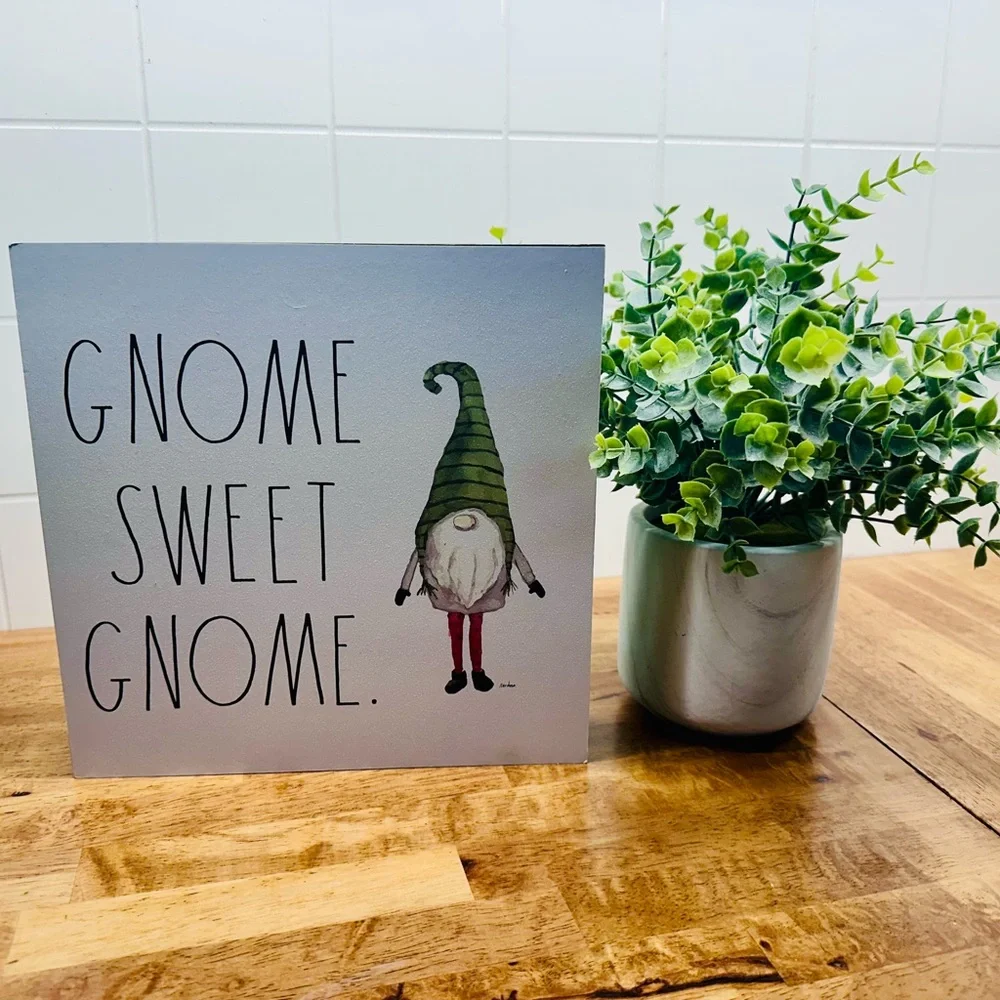 Rae Dunn Gnome Sweet Gnome Wall Decor - Green and White